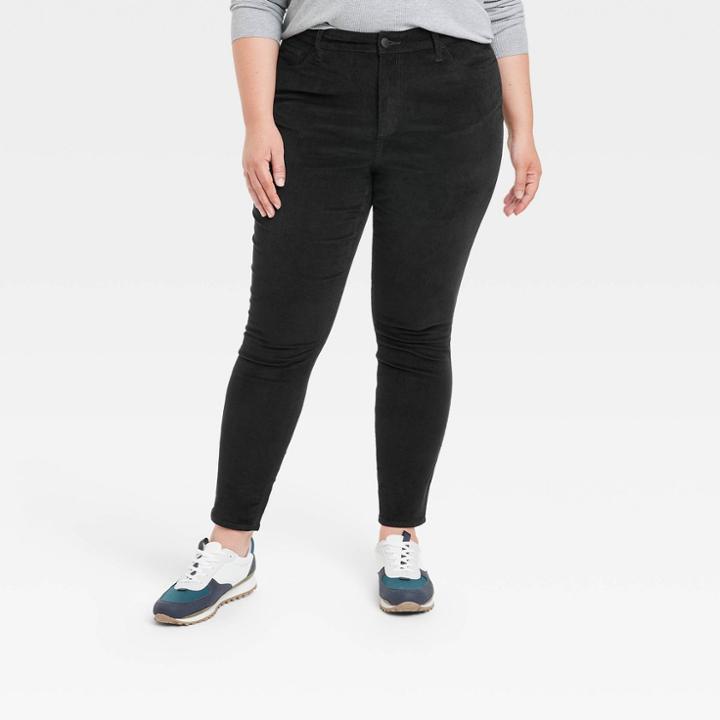 Women's Plus Size High-rise Corduroy Skinny Jeans - Universal Thread Black