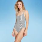 Women's Ribbed One Piece Swimsuit - Shade & Shore Black And White