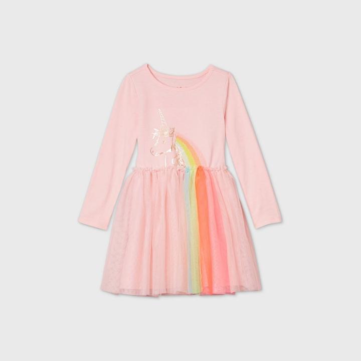 Toddler Girls' Long Sleeve Sequin Unicorn Tulle Dress - Cat & Jack