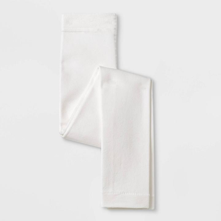 Girls' Fleece Lined Footless Tight - Cat & Jack Ivory M, Girl's, Size: