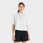 Women's Bell Short Sleeve Quilted Boxy T-shirt - A New Day White
