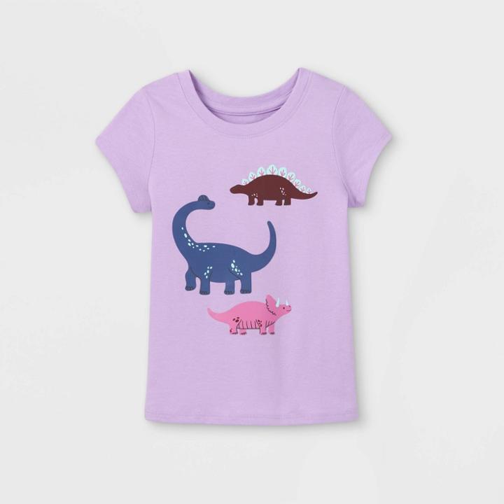 Toddler Girls' Dinosaur Short Sleeve T-shirt - Cat & Jack Violet