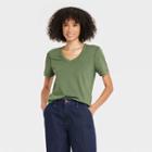 Women's Sensory Friendly Short Sleeve V-neck T-shirt - Universal Thread Green