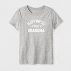 Shinsung Tongsang Women's Short Sleeve 'happiness Is Being A Grandma' Graphic T-shirt - Heather Gray