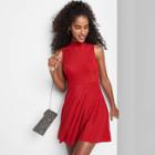 Women's Sleeveless Lurex Fit & Flare Dress - Wild Fable Red