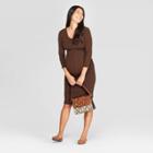 Maternity 3/4 Sleeve Midi T-shirt Dress - Isabel Maternity By Ingrid & Isabel Brown L, Women's,