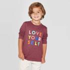 Toddler Boys' Long Sleeve Love Yourself Graphic T- Shirt - Cat & Jack Berry Maroon 12m, Boy's, Red