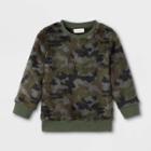 Toddler Boys' Sherpa Crew Neck Pullover Sweatshirt - Cat & Jack Camo Green