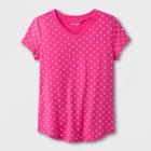 Girls' Short Sleeve White Dot V-neck T-shirt - Cat & Jack Pink