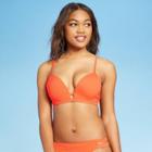 Women's Light Lined Ribbed Bikini Top - Shade & Shore Hot Orange