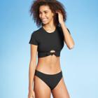 Women's Pique Crop Bikini Top - Sea Angel Black