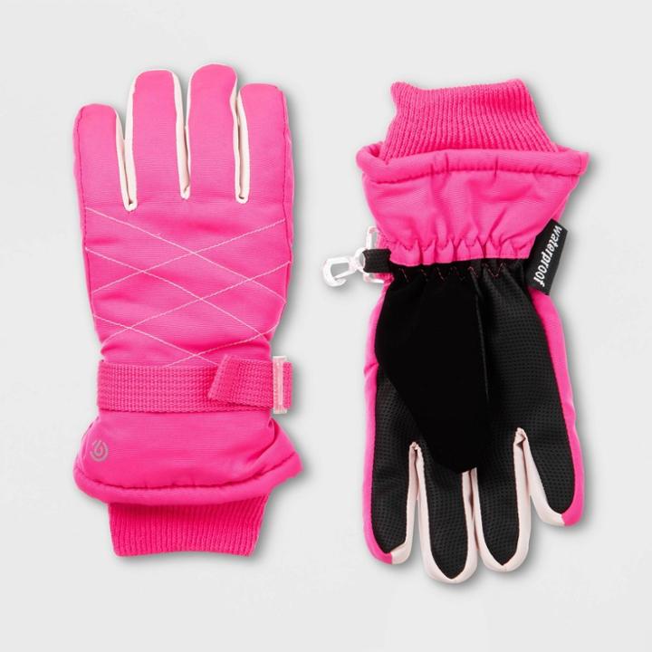 Girls' Solid Promo Ski Gloves - C9 Champion Pink 8-17, Girl's,