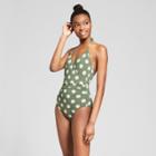 Sunn Lab Swim Women's Polka Dot Halter Wrap One Piece - Moss/pearl (green/white)