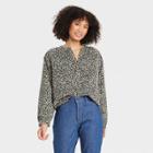 Women's Long Sleeve Relaxed Fit Everyday Blouse - Universal Thread Black Floral