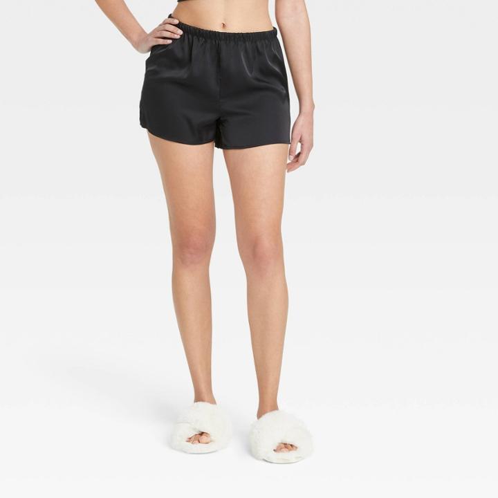 Women's Satin Pajama Shorts - Stars Above Black
