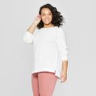 Women's Plus Size Long Sleeve Crew Neck T-shirt - Universal Thread White