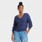 Women's V-neck Pullover Sweater - Universal Thread Navy Blue