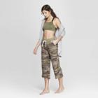 Women's Camo (green) Print Cropped Wide Leg Lounge Pants - Colsie Beige