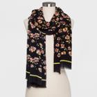Women's Floral Print Oblong Scarf - Who What Wear Navy (blue)