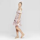 Women's Floral Print Short Sleeve Off The Shoulder Smocked Top Dress - Xhilaration