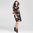 Maternity Floral Print Bell Sleeve Swing Dress - Expected By Lilac - Black S, Infant Girl's