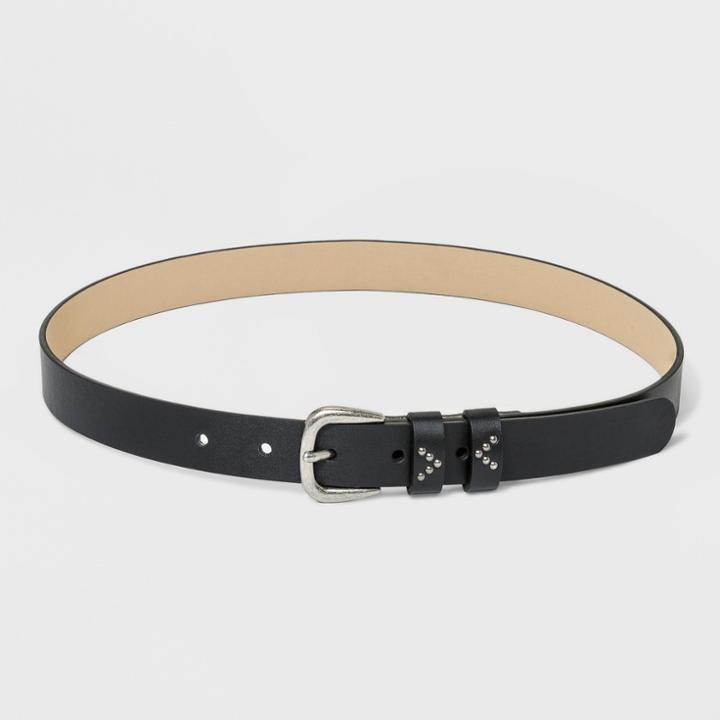 Women's Double Loop With Rivet Belt - Universal Thread Black