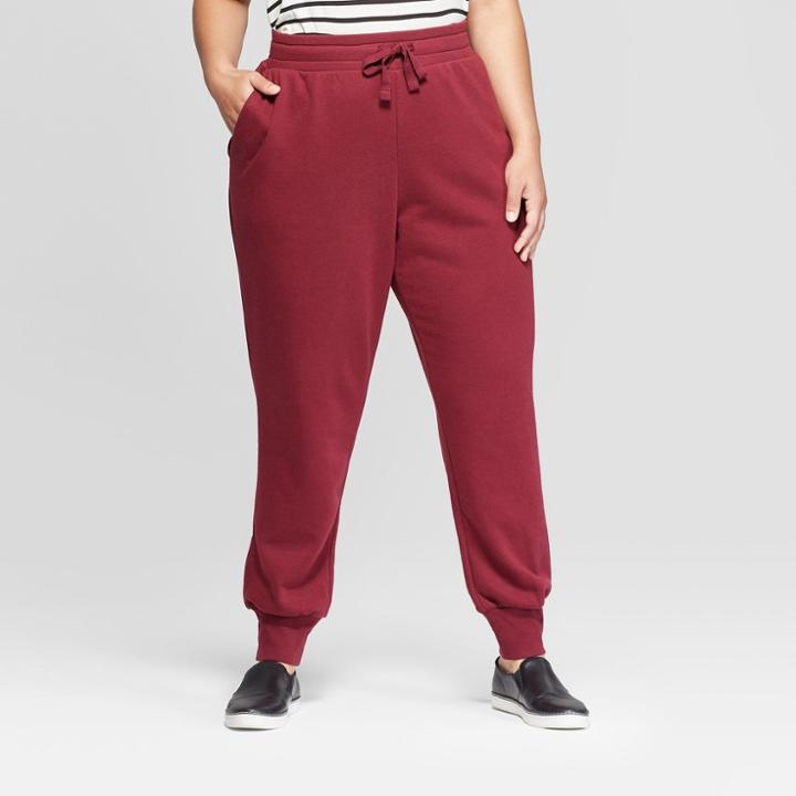 Women's Plus Size Jogger Pants - Ava & Viv Burgundy