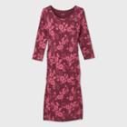 Printed 3/4 Sleeve T-shirt Maternity Dress - Isabel Maternity By Ingrid & Isabel Burgundy