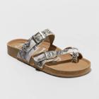 Women's Mad Love Prudence Snake Print Footbed Sandals - Gray