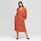 Women's Plus Size Long Sleeve Wrap Midi Dress - Who What Wear