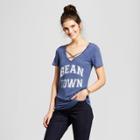 Women's Boston Beantown Short Sleeve V-neck Drapey Graphic T-shirt - Awake Navy