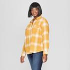 Women's Plus Size Plaid Long Sleeve Flannel Shirt - Universal Thread Yellow X