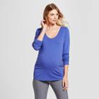 Maternity Long Sleeve Shirred T-shirt - Isabel Maternity By Ingrid & Isabel Victory Blue