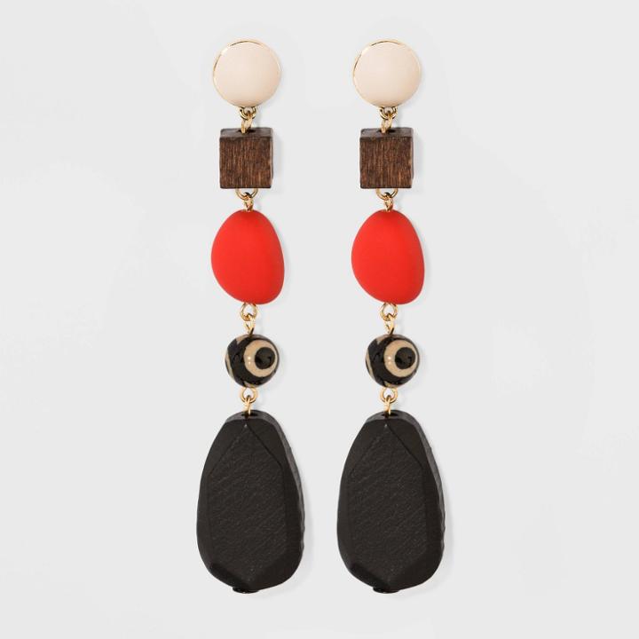 Target Wood Drop Earrings - A New Day Black/ivory