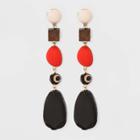 Target Wood Drop Earrings - A New Day Black/ivory