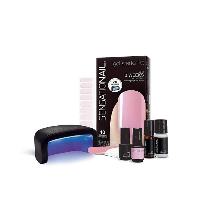 Sensationail Pink Chiffon Gel Nail Polish 8-piece Starter Kit, Pink Chiffon
