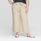 Women's Plus Size Tie Waist Pants - Ava & Viv Khaki (green)