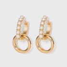 Sugarfix By Baublebar Lustrous Double Hoop Earrings - Pearl, White