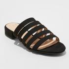 Women's Amali Wide Width Multi Strap Microsuede Low Heeled Slide Sandals - A New Day Black 8.5w,