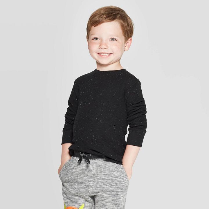 Toddler Boys' Nep Thermal Long Sleeve T-shirt - Cat & Jack Black 3t, Toddler Boy's