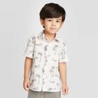 Petitetoddler Boys' Short Sleeve Palm Print Woven Button-down Shirt - Art Class White/black 12m, Toddler Boy's