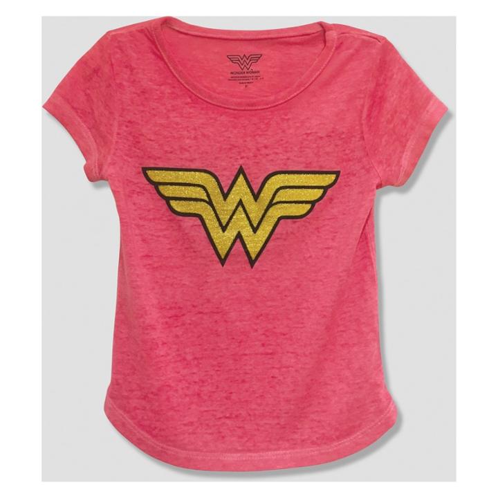 Toddler Girls' Dc Comics Wonder Woman Short Sleeve T-shirt - Pink