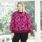 Women's Plus Size Animal Print Crewneck Pullover Sweater - Who What Wear Wine