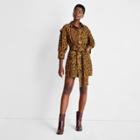 Women's Leopard Print Long Sleeve Utility Denim A-line Dress - Future Collective With Kahlana Barfield Brown Brown Denim
