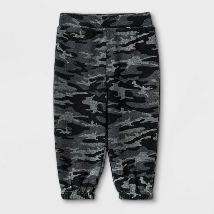 Grayson Mini Baby Girls' Camo Pull-on Pants - Black Newborn