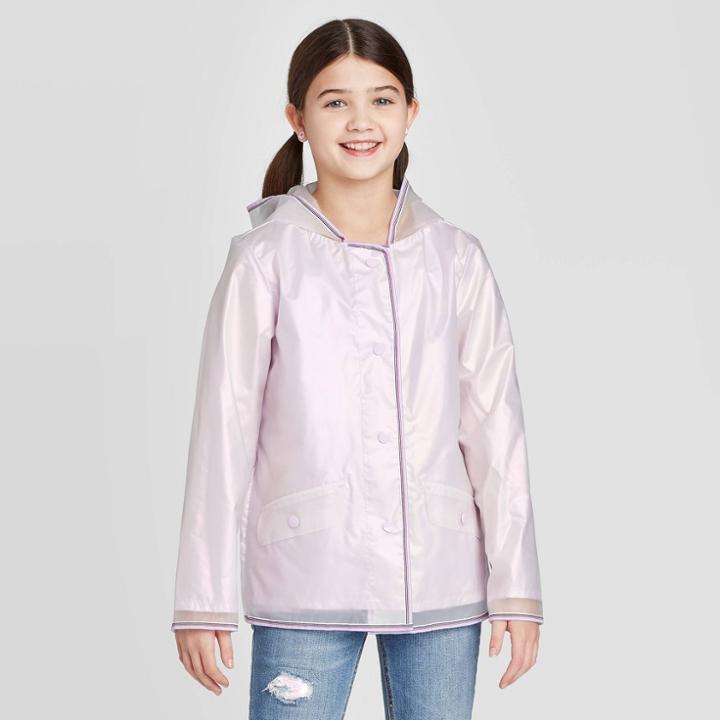 Girls' Long Sleeve Rain Coat - Cat & Jack Purple