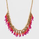 Beaded Fringe Seedbead Necklace - A New Day Gold/pink/orange