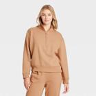Women's Fleece Quarter Zip Sweatshirt - A New Day Tan