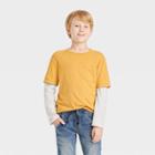 Boys' Layered Long Sleeve Knit T-shirt - Cat & Jack Mustard Yellow