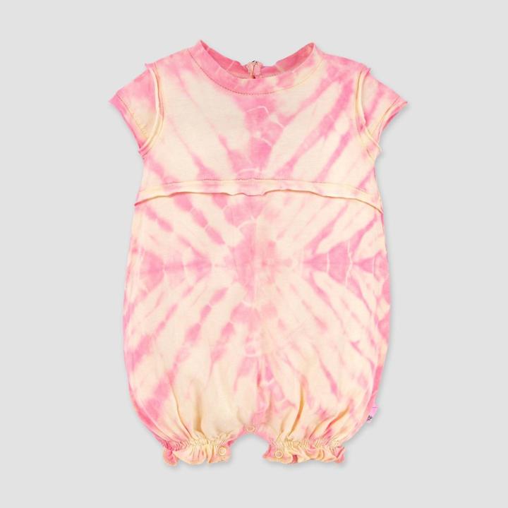 Burt's Bees Baby Baby Girls' Organic Cotton Peachy Tie-dye Bubble Romper - Cream 3-6m, Girl's, Pink